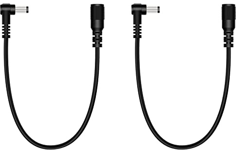 Fancasee 2 Pack 5.5mm x 2.5mm DC Power Extension Cable 90 Degree Right Angle Male to Female Plug Jack Extension Cord for IP Camera CCTV Security Camera Surveillance LED