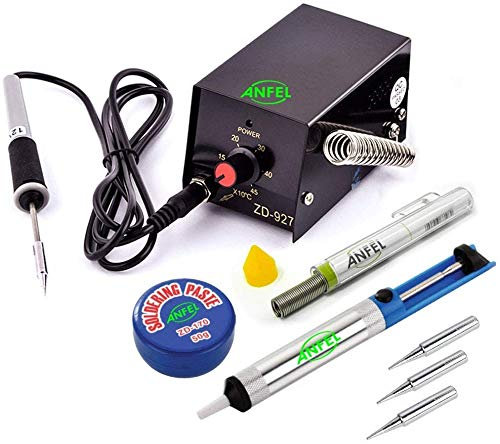 ZD-927 STAZIONE SALDANTE COMPATTA 8W + 3 PUNTE 0,3mm + STAGNO + PASTA SALDANTE + POMPETTA POMPA SUCCHIA STAGNO CON STILO SALDATORE A STAGNO PER PICCOLE SALDATURE PUNTA SUPER FINE 0,3mm