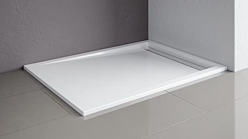 Schulte Duschwanne Extra-Flach Rechteckig 90 x 140 cm, Rinne Farbton Chromoptik, mit Anti-Rutsch-Beschichtung, D202914 04 41 10