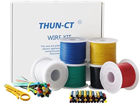 THUN-CT PVC Fili elettrici 1,3mm² 16AWG elettrico Filo kit Totale 45 Metri (6 diverse colori 7,5 metri lungo ciascuno) Rame Stagnato Con Filo a Trefoli Utilizzato Per DIY