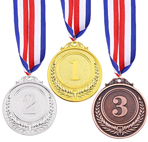 Swpeet Winner Medals Gold Silver Bronze Award Medals, 1st 2nd 3rd Award Medals with Neck Ribbon, Olympic Style Medals Prizes for Competitions, Party Decorations and Awards
