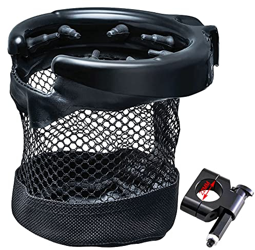 KATUR Porte-Gobelet De Guidon De Moto 7/8 '' (22 MM) Tissu Oxford Noir Porte-Gobelet avec Pince Crocodile Compatible avec Harley Davidson