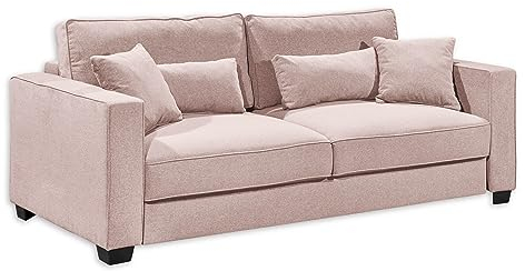 MELVIN Bequemes Schlafsofa mit Bettkasten, Stoffbezug Flamingo - Ausziehbares Sofa mit Schlaffunktion - 232 x 92 x 115 cm (B/H/T)