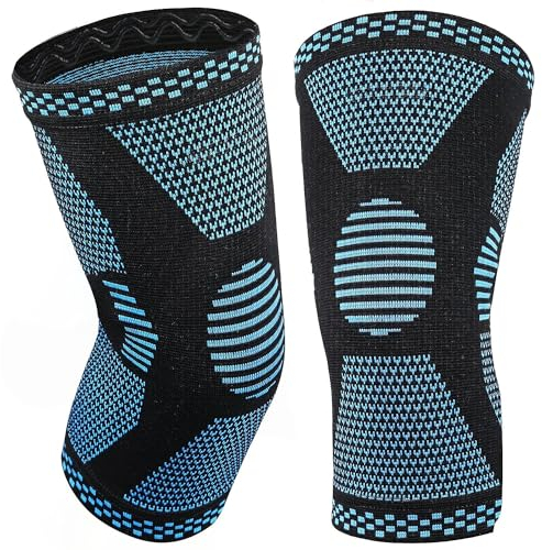 MILAIUN Kniebandage Damen Männer, 2 Stück Elastische Bandage, Kompressions Kniestütze für Sport, Verstellbare Patella, Orthopädische, Stabilisierung, Arthrose, Meniskus, Krafttraining (Blau-XL
