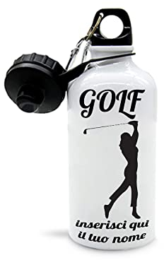 Mr. Gadgets Gourde personnalisable avec nom différents modèles-Sport- Adulte 500ml (Golf Femme)