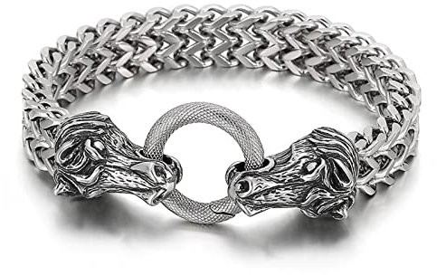 Herrenarmband Edelstahl Silber, Armreif Männer Zodiac Horse Double Weave Edelstahl Armband Herren Schmuck Herren Geschenke Männer
