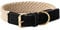 HUGO & HUDSON Luxury Dog Collar, Flat Rope and Leather with Adjustable Metal Buckle, Black 55cm