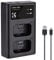 K&F Concept NP-FW50 Dual Slot Fast Camera Charger for Sony ZV-E10, A6000, A6500, A6300, A6400, A7, A7II, A7RII, A7SII, A7S, A7S2 USB Cable Battery Charger
