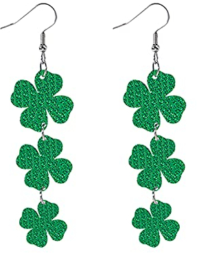 St. Patrick's Day grüne Kleeblatt-Ohrringe, irisches Kleeblatt, Acryl, baumelnde Ohrringe, grünes Kleeblatt, Hängeohrringe für Damen und Mädchen, Schmuck, grünes Kleeblatt, Geschenk, Kunststoff
