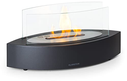 Klarstein Tischkamin Indoor, Tragbarer Bio Ethanol Tischkamin, Bioethanol Kamin, 4-6H Brenndauer, 2,2kW Tischkamin Ethanol Innen, Geruchsneutrales & Rauchfreies Tischfeuer Indoor & Outdoor, 25x25x40cm