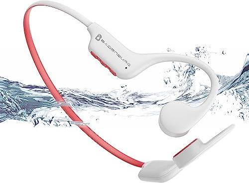 BADENBURG S3 Knochenschall Kopfhörer, Schwimmen Kopfhörer IP68 Wasserdicht,Bluetooth 5.3,Open Ear Sport Kopfhörer mit 32GB Speicher MP3,Perfekt zum Schwimmen,Laufen,Radfahren(Weiß)