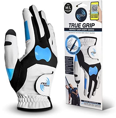ME AND MY GOLF True Grip Training Golf Glove - Perfect Grip Every Swing - Size M/L Right Hand, Weiß