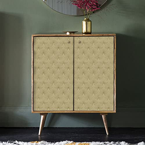 funlife Peel and Stick Wallpaper Decals, Self Adhesive Furniture Sticker, Contact Paper with Back Adhesive for Wall, Art Deco, Shell, Yellow, Gold
