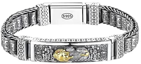 Amagogo Feng Shui Armband, Schmuck, Geschenk, drehbar, chinesischer Stil, Pi Yao, Retro, nostalgischer Armreif, tibetisches Gebetsradarmband, Metall, Muschel