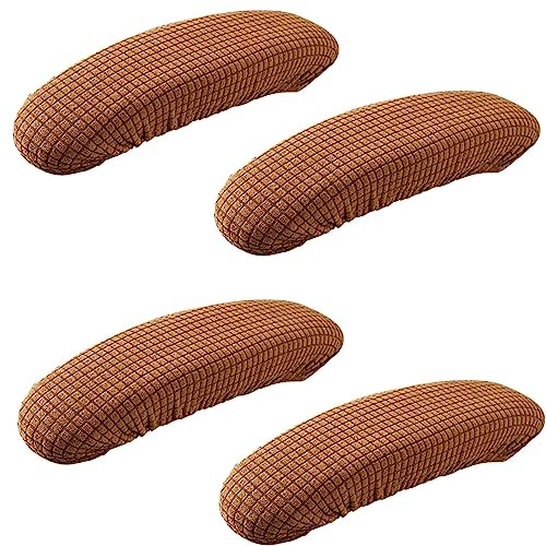 XIEHUZA 2 Pair Office Chair Armrest Covers, Office Removable Arm Rest Covering, Elastic Chair Armrest Pads, Office Seat Hand Rest Protector, Arm Covers Protectors for Office Chair (Light Coffee)