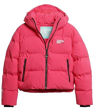 Superdry Damen Kastige Steppjacke mit Kapuze Himbeerrot 42