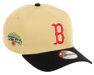 New Era Boston Red Sox MLB 100 Years Fenway Park Sidepatch Vegas Gold Black 9Forty A-Frame Snapback Cap - One-Size