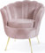 WFL GROUP Samt Sessel Muschel mit Golden oder Silber Metallbeinen - Weicher Armlehnstuhl für Wohnzimmer - Elegant Polstersessel Muschelform - Soft Cloud Set - Golden Beinen - Rosa