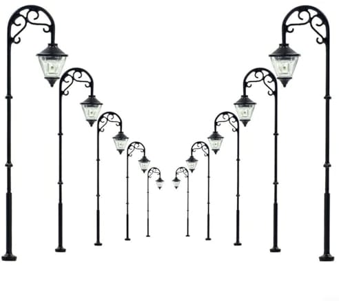 10 Stück Modelleisenbahn-LED-Lampenlampen, Straßenlaternen, Maßstab 1:87, 63 mm, 12 V