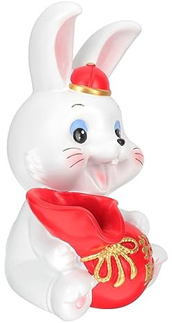 Abaodam Hasenfigur aus Kunstharz für den Tisch Miniatur-Hase-Figur Spielzeuge Ornament Mini-Hasenfiguren Kaninchenfiguren Glückskaninchen Statue Zubehör Dekorationen schmücken Weiß