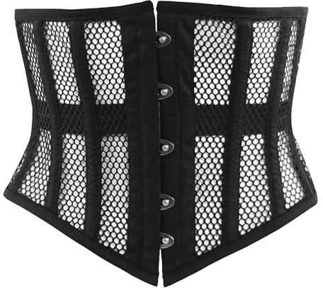 ZOCUZO Damen Kurzes Torso Stahlstäbchen Korsett Heavy Duty Taille Training Unterbrust Korsett für wirklich definierte Kurven, Schwarz, Medium