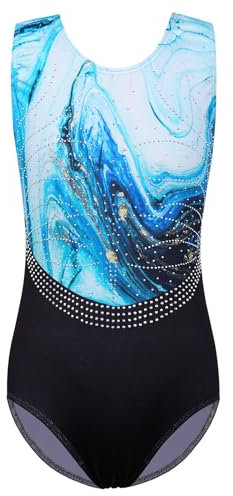 ZNYUNE Girls Ballet Leotards Colorful Flake of Snow Element Kids Gymnastics Sportwear leotards 3-12 Years AgateBlack 10A