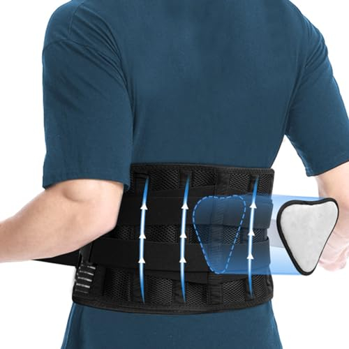 Rückenbandage für Herren & Damen – Rückenstützgürtel mit Stützstreben,verstellbaren Zuggurten & abnehmbarem Lendenpolster,Zur Linderung von unteren Rückenschmerzen & Ischias,für Arbeit Sport