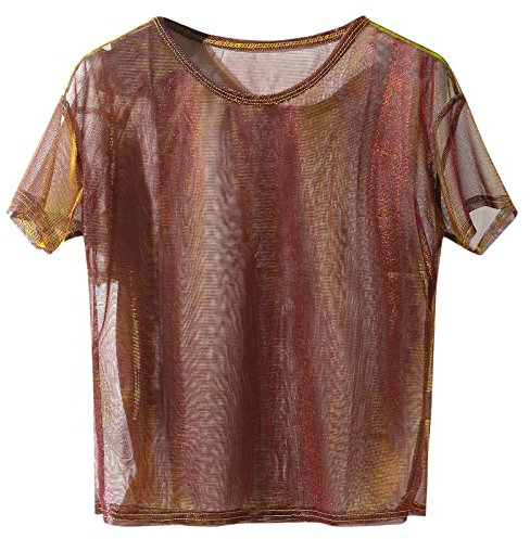 HOOUDO Sale Angebote Mesh-Tops für Frauen, durchsichtige Bluse, sexy Clubwear, Party-Shirts Bad Taste Outfit Damen Shirts Oversized Damen Blusen Mit Trompetenaermel Hemdblu Sale Angebote Bestellung