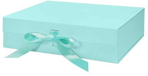 Türkis Geschenkboxen mit Deckel, 26,7 x 19 x 7,8 cm, magnetische Geschenkbox mit Bändern, Geschenkboxen für Halloween, Weihnachten, Geburtstagsgeschenk, Hochzeit