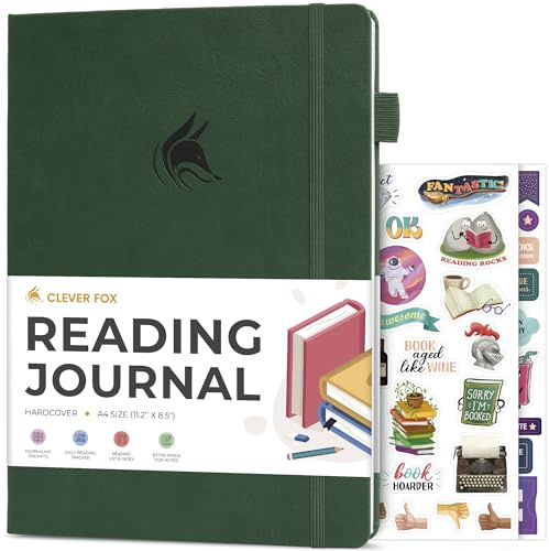 Clever Fox Reading Journal, Book Tracking Log, 21.5x28 Forest Green | Hardcover book review notebook, Tracker for kids, teens & adults, Reading accessories & gifts for book lovers & readers