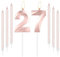 mciskin Rose Gold 27 Birthday Candles-Number 27 Candle for Cake with Long Thin Candles Set, Rose Gold Cake Topper for Girl 27th Birthday Decorations Supplies,27th Wedding Anniversary Decorations