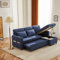 Couch mit Schlaffunktion 141x212 cm, Multifunktionales Schlafcouch Schlafsofa mit Bettkasten und ausziehbares Bett und Getränkehalter, Modulares Sofa L Form, Sofabett, Ecksofa für Wohnzimmer, Blau