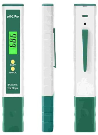 Homcoice pH Messgerät Digitaler mit Lackmus-Teststreifen Funktion/Temperatur, Multifunktionstester wasserdicht IP67 0,01 hochpräziser