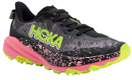 HOKA Mens Speedgoat 6, Black/Neon Rose, 11.5