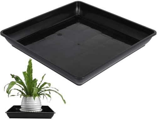 KONTONTY 2 Stück-Pack Pflanzgefäße Untersetzer Quadratisch aus Pp Kunststoff Praktische und Bruchsichere Tropfschalen für Zimmer und Gartenpflanzen Schwarz