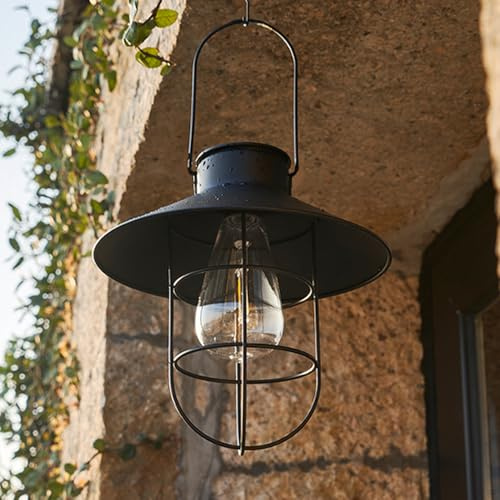 Solarlaternen für den Außenbereich, Vintage, wasserdichte Solarleuchten mit warmweißer Edison-Glühbirne, automatisches Ein-/Ausschalten für Garten, Terrasse, Veranda, Hofdekoration (4 Stück)