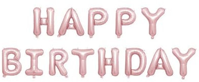 Fesnova 16 Zoll Folie Luftballons Happy Birthday Banner Rosa, Happy Birthday Ballon Girlande, für Geburtstagsdeko, Folienballons „Happy Birthday“, Geburtstag Ballons, Luftballons Happy Birthday