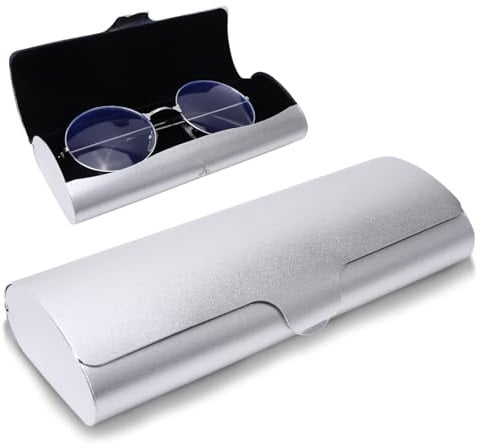 Hifot Brillenetui hardcase Aluminium, Metall Lesebrillenetui hartschalen schwarz für Damen und Herren