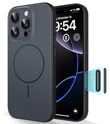 TAURI für iPhone 16 Pro Max Hülle 6,9 mit Kamerasteuerung Taste, Kompatibel mit MagSafe, Vollständiger Kameraschutz, Farbkombinations-Design, Hautfreundlichem Magnetisch Handyhülle - Schwarz