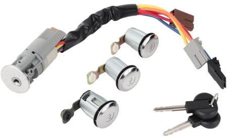 Juego de interruptor de bloqueo de encendido Flydida compatible con Berlingo 1996-2011 Partner pieza de repuesto n.° 96244156 252522 9170.G3 3 cerraduras de puerta 1 bombín de encendido 2 llaves