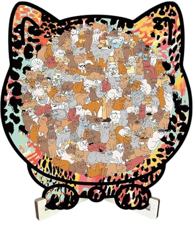 Wooden Puzzles für Erwachsene,Cat Shaped Cute Home Decor - Wooden Animal Puzzles for Erwachsene | for Women Men Children Son Daughter Teens