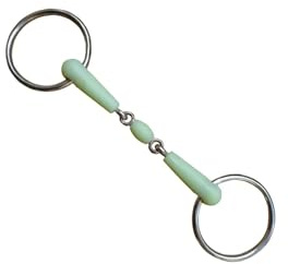 Zanthicia Trense mit losen Ringen für die Pferdeausbildung, Reitzubehör, leichtes, Robustes Mundstück, gummierte Ausführung, strapazierfähig, für Kaltblüter und Maultiere, Grün