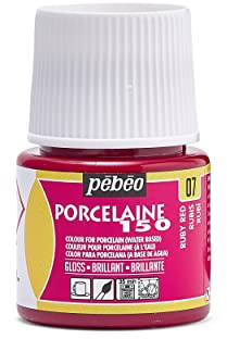 PEBEO Porcelaine 150 Ceramic Paint - Water-Based High-Gloss Color Paints for Porcelain, Premium Art Supplies, Non-Toxic & Heat-Safe, 45 ml Bottle, Ruby Red (024-007)