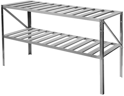 Lacewing 126cm Silver Traditional 2 Tier Shelves Greenhouse Staging Garden Storage Shelving Shed Rack (1)