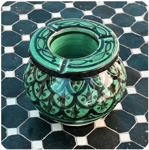 Simandra Marokkanischer Sturmaschenbecher Aschenbecher Keramik Windascher Ascher Orient Deko groß Color Grün