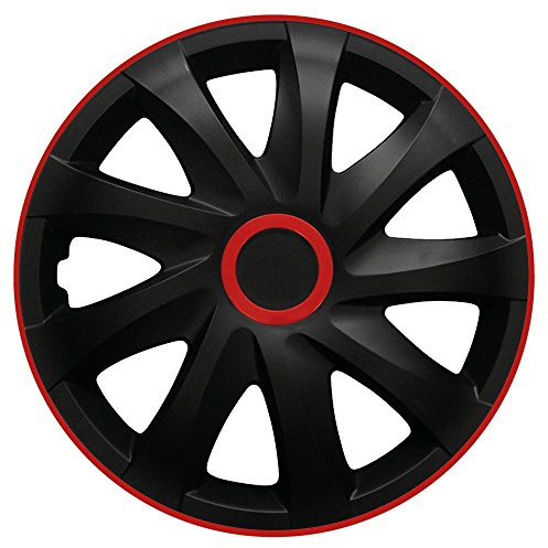 Radkappen Radzierblenden 14 Zoll Draco Race (Schwarz-Rot) passend für Fast alle Fahrzeugtypen! universell