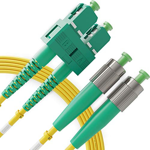 BEYONDTECH Cable de fibra óptica SC a FC OS1 Monomodo Duplex (5 Metros) - Latiguillo Doble Fibra Óptica APC/APC - 9/125 (LSZH)