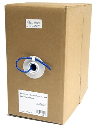 StarTech 1000ft Cat5e Bulk Wire, Solid UTP, CMR, Blue, TAA (WIRC5ECMR)
