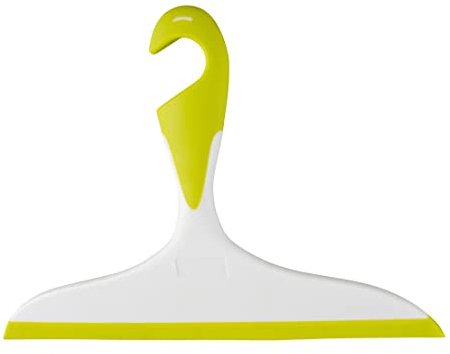 WENKO Badezimmerwischer Loano Weiß-Gelb - Duschabzieher, für Bad und Dusche, Kunststoff (TPR), 23 x 17 x 2.5 cm Lindgrün