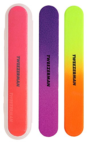 TWEEZERMAN Nagelfeile (3 Teilig, Neon Hot Filemates, Grob 100er und 180 Feinkörnig), Neon Farben